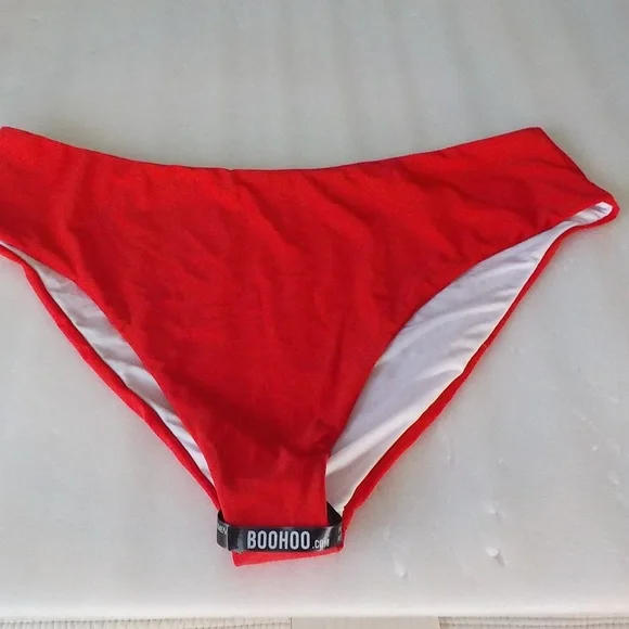 Red High Waist Bikini Bottoms - Picture 3 of 10